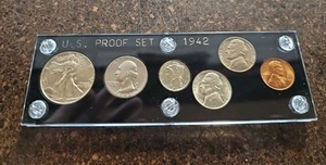 1942 6 Coin US Mint PROOF Set Gem Coins in Black Capital Holder - Picture 1 of 12