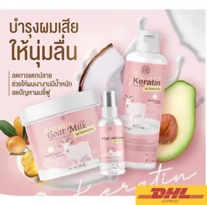 Keratin Ziegenmilch SET, Shampoo/Behandlung/Serum/Beschleunigtes Haarwachstum, beschädigt. - Bild 1 von 7