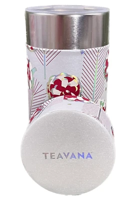 Teavana Pinecones Holographic 5oz Tea Tin 6" Canister -  Icy Blue Red White - Image 1 of 4