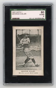 George Sisler St. Louis Browns Baseball Card (SGC EX / NM 6) 1922