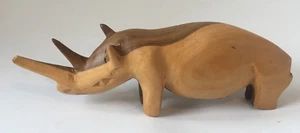 Rhino Rhinoceros Hand Carved Wooden Figure Statue Wood Figurine Africa Kenya - Picture 1 of 14