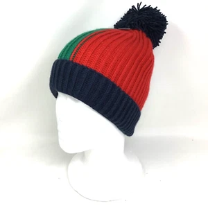 Gap Kids Knit Winter Pom Pom Hat Green Red Blue L/XL 54-56cm New with tag - Picture 1 of 6