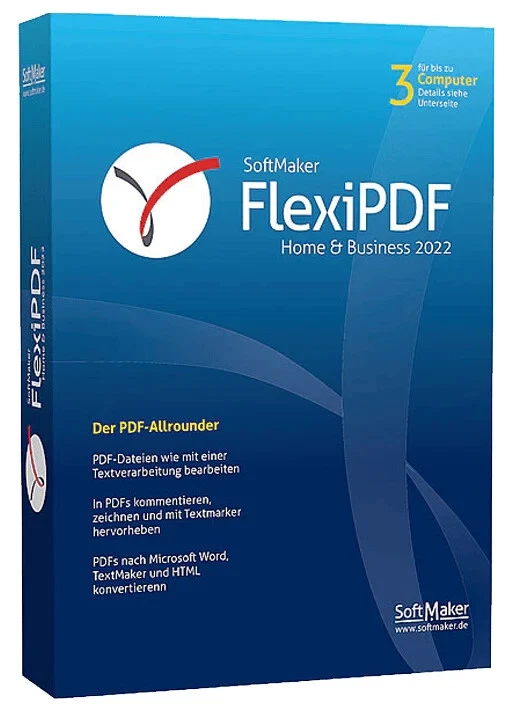 SoftMaker Flexi PDF Home & Business 2022-Für 3 PCs-Download Version-Blitzversand - Bild 1 von 1