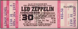 1 LED ZEPPELIN UNUSED FULL CONCERT TICKET 1977 Pontiac Michigan reprint pink - Picture 1 of 1