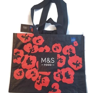 Marks Spencer Poppy Tote Bag Royal British London M&S Food UK New Black - Picture 1 of 6