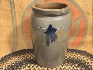 Cobalt Blue Hand Decorated Flowered Stoneware Crock Pennsylvania or Ohio? - Picture 1 of 8