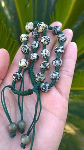 Brazalete de jaspe dálmata natural y cuentas de jade - Imagen 1 de 9