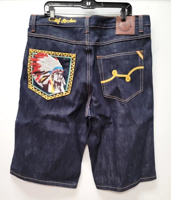 Vintage Y2K LRG Lifted Research Group 38 Baggy Embroidered Jeans Shorts Skater - Image 1 of 4