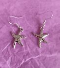 Hammered Starfish Star Fish Tibetan Silver Sea Nautical Dangle Drop Earrings