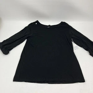 Pure Amici Stretch Knit  Shirt Black roll Tab Sleeves Size L - Foto 1 di 8