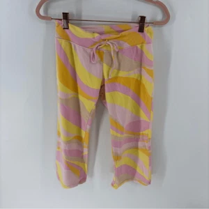 Love letters Vibrant Pink and Yellow capri Leggings with Zebra Stripes women’s s - Picture 1 of 5