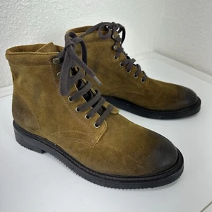 Frye Gordon Combat Boot Tan Suede Lace Up Chukka Men's Size 9.5 Grunge Hippie - Picture 1 of 13