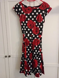Gotta Kleid Punkte Dots Rosen Schwarz Weiß Rot Rockabilly M 38 Baumwolle Swing - Bild 1 von 5