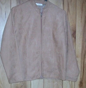 STUDIO WORKS WOMAN'S FAUX SUEDE DRESS BLAZER JACKET SZ 4P LINED TAN FULL ZIP NWT - Picture 1 of 7