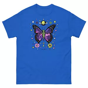 Alien Butterfly Outer Space Stars Galaxy Original Art Unisex classic tee - Picture 1 of 9
