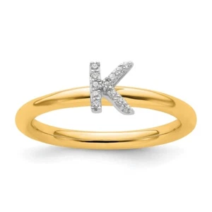 14K Stapelbare Diamant Initial K Ring Armband Halskette - Bild 1 von 8