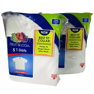 2 - New Sealed Fruit of the Loom 5 Boys Classic White Cotton T-shirts L 10-12 - Picture 1 of 5