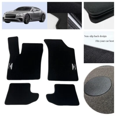 For Bentley Continental GT 2012-2017 Car Floor Mats Liners Black Velour Carpets — 第 1/4 张图片