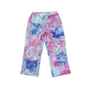 LILLY PULITZER Girls PATCH WORK Pink Blue Print Pants Size 8 Floral Vintage - Picture 1 of 8