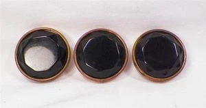 3 Black & Goldtone Buttons Large Heavy Thick Vintage Great for Coat Jacket - Bild 1 von 4