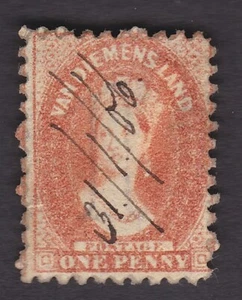 Australia TASMANIA QV 1863 1d perf 10 FU fine used well centered pen dated 1866 - Picture 1 of 2