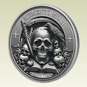 Stoic Memento Mori & Vivere Challenge Coin - Tempus Fugit EDC Reminder Token - Bild 1 von 9