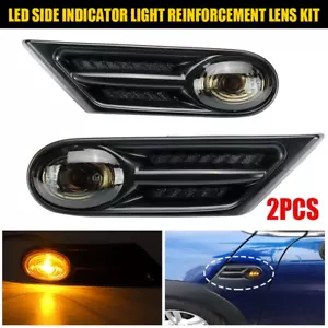 Coppia Freccia Luce Luci Laterale Per Mini Cooper R56 R57 2007-2014 Nero - Picture 1 of 9