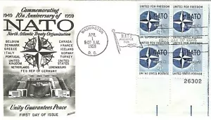 OTAN 1959 10º ANIVERSARIO COMO NUEVO PRIMER DÍA PORTADA SELLO BLOQUE CUARTEL GENERAL ARTE - Imagen 1 de 1