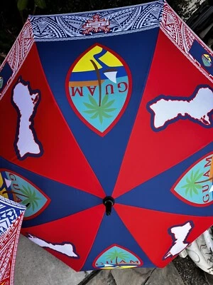 Guam Chamorro Chamorrita Hafa Adai Rare Tribal Golf 50" umbrella Automatic RARE - Image 1 of 4