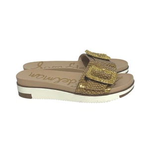 Sam Edelman Ariane Platform Slide Sandal Leather Medallion Gold Size 7 - Picture 1 of 9