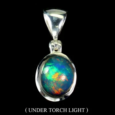 925 Sterling Silver Pendant Oval Fire Opal 11x9mm Natural Gemstone Jewelry - Image 1 of 4