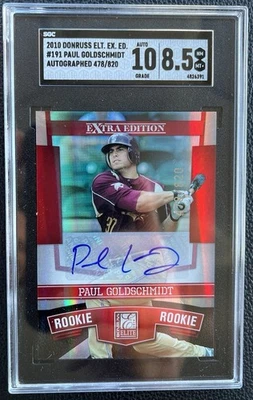 2010 donruss elite EXTRA EDITION PAUL GOLDSCHMIDT #191 AUTO #/820 SGC 8.5 - Image 1 of 2