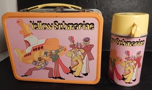 Vintage 1968 Beatles Yellow Submarine Lunchbox & Thermoskanne Top Zustand - Bild 1 von 13