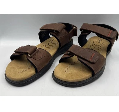 Clarks Men's Hapsford Creek Brown Tumbled Leather Sandals UK Size 9 G EU 43 New - Image 1 of 4
