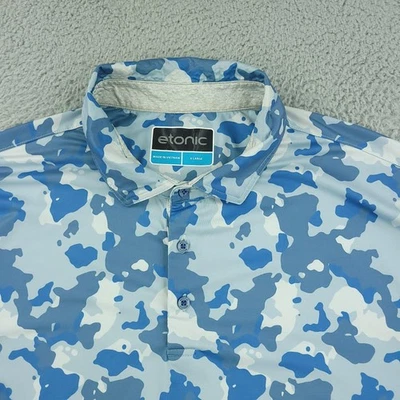 Camisa Polo Etonic Para Hombre XL Azul Camuflada Golf Rendimiento Elastizada Manga Corta Tecnología Foto 1 de 4