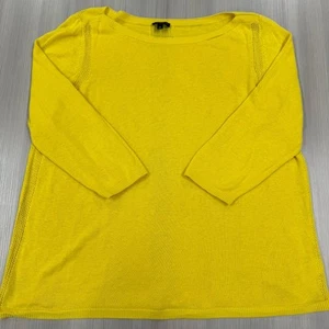 Talbots Women's Bright Yellow Pullover Sweater Size Large Boat Neck 3/4 Sleeves - Picture 1 of 12