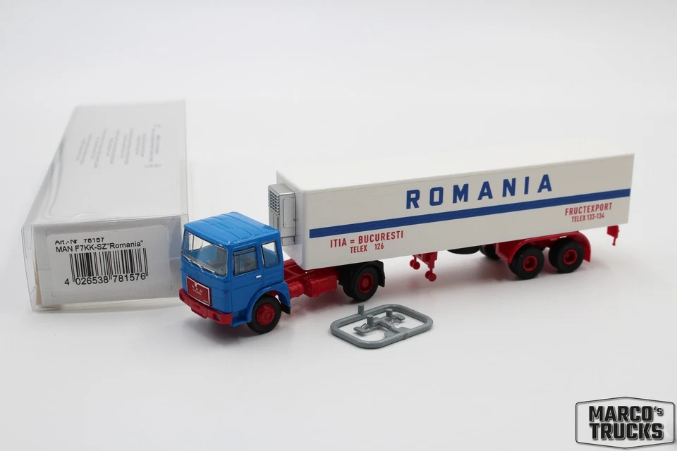 Brekina MAN Box semitrailer "Romania" No. 78157 1:87 /BRN1172 - Image 1 of 1