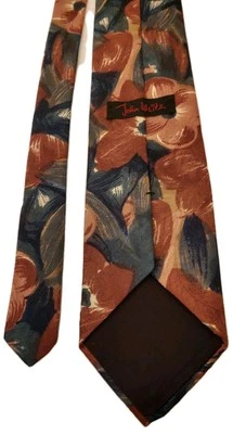 Corbata de cuello floral vintage John Weitz firma frontal malva, azul, bronceado, verde Foto 1 de 4