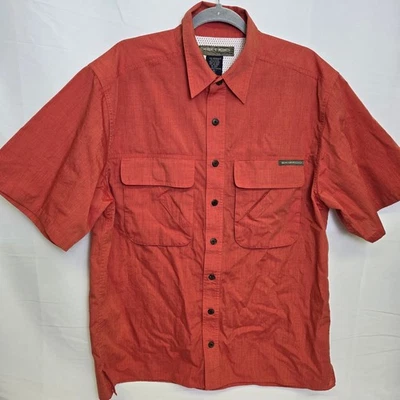 Vtg ExOfficio Vented Short Sleeve Fishing Button Down Shirt, Orange, Size Medium - Image 1 of 4