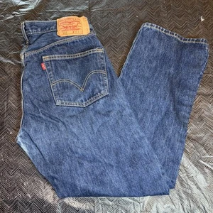 Jeans Levis 501 Denim Hombre 36x32 Azul Corte Recto Botón Mosca - Imagen 1 de 20
