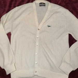 Vintage Sportswear Men's Sweater Large Acrylic Cardigan Grandpa 1970's - Picture 1 of 6