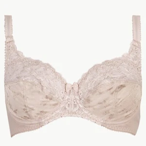 NEW MARKS AND SPENCER LADIES JACQUARD & LACE NON PADDED FULL CUP BRA SIZE 34A - Picture 1 of 3
