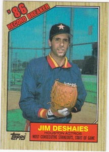 1987 Topps.. Jim Deshaies.. Record Breaker..tarjeta # 2..Astros..envío combinado gratuito - Imagen 1 de 1