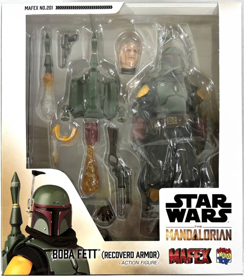 Figura Mandaloriana de Star Wars MAFEX No.201 BOBA FETT (TM) (Armadura Recuperada) Foto 1 de 2