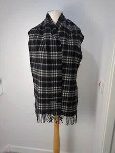 Burberry's Of London Vintage schwarz kariert 💯 Kaschmir Schal leicht 160 cm - Bild 1 von 5