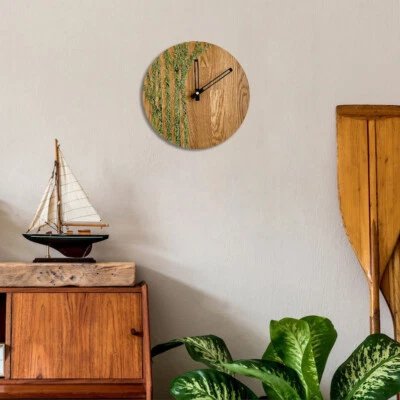 Arte Musgo Pared Verde Hierba Roble Reloj de Pared, Moderno Musgo Reloj Hogar Decoración Regalo Foto 1 de 4