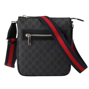 GUCCI Shoulder Bag Men GG Supreme Canvas 792082 FADJA 1042 Black - Picture 1 of 8