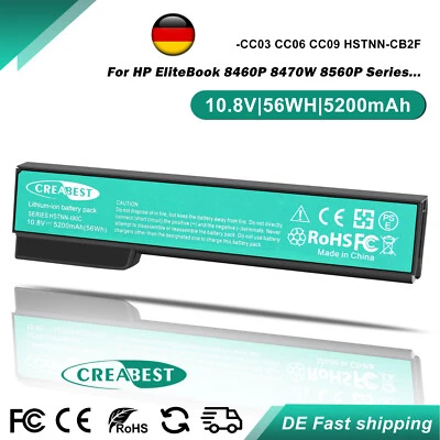 5200mAh 628666-001 CC06XL CC09 Akku Für HP EliteBook 8460p 8570p ProBook 6470B  - Bild 1 von 4