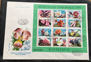 Rumunia 1987 kwiaty - anulowana pokrywa XXL z blokiem Michel nr 235