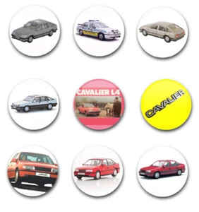 25mm  BUTTON BADGES X9 FEATURING THE VAUXHALL CAVALIER / OPEL VECTRA - Bild 1 von 1